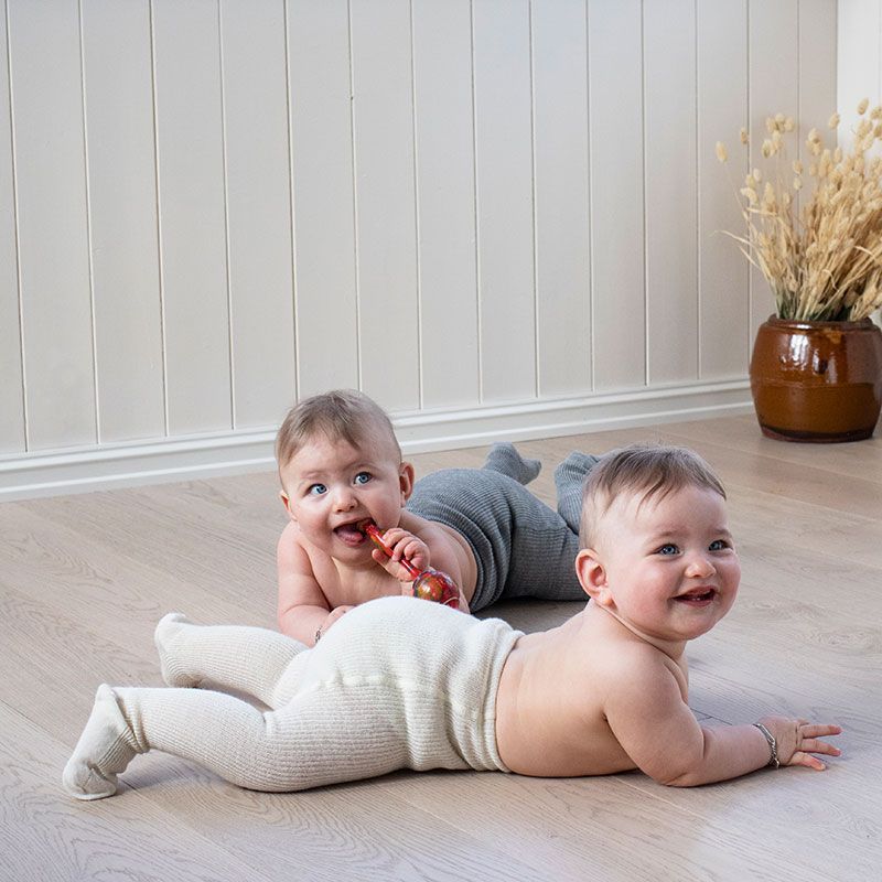 Ullstrømpebukse baby - Natur - Hvit/natur
