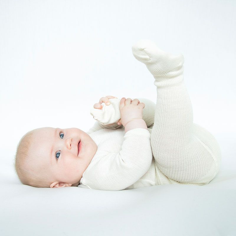 Ullstrømpebukse baby - Natur - Hvit/natur