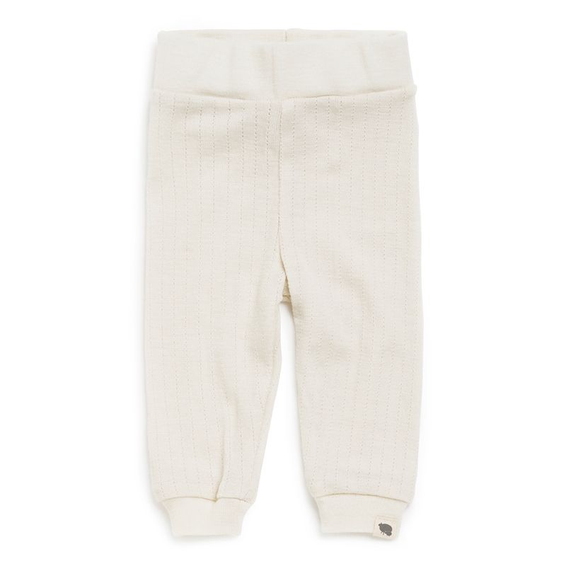 Babytights i ull med silke, hullmønster - Hvit/natur