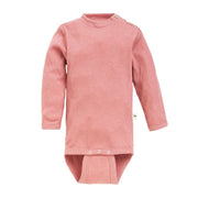 Ribbestrikket body i ull med silke - Lys rose