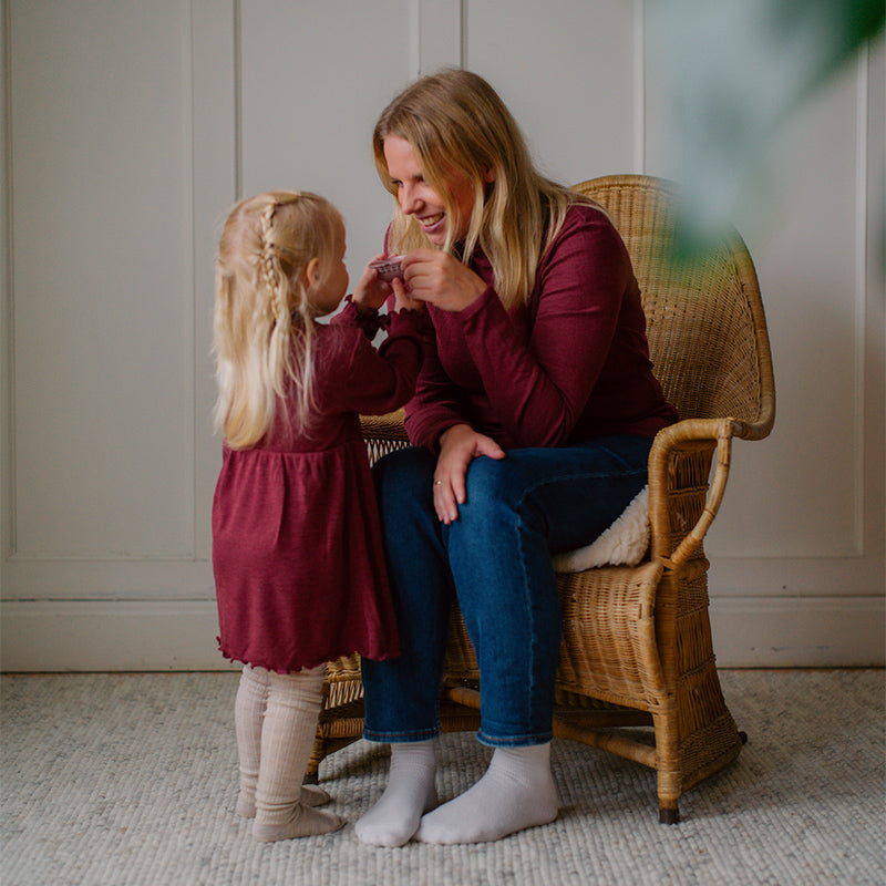 Kjole i ull med silke