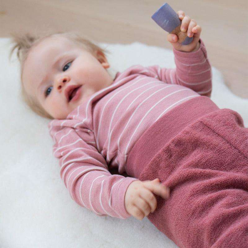 Babybukse i ullfrotté - Mørk rose