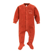Pysj i ullfrotté, med fot - Høstrød