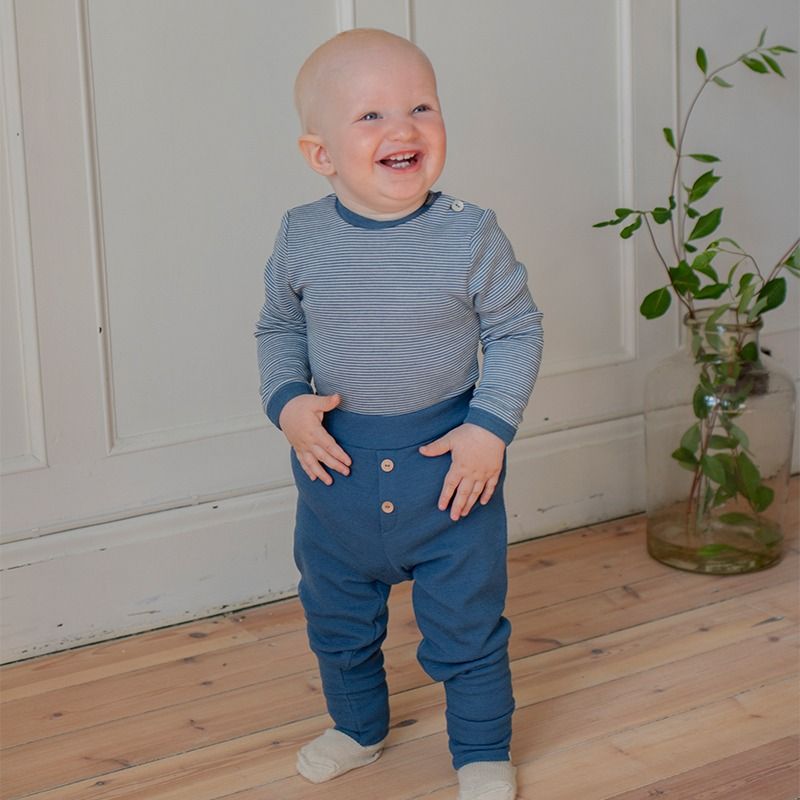 Babybukse i ull - Dongeriblå