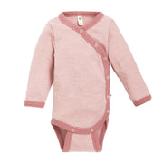 Omslagsbody i ull med silke - Lys rose/natur