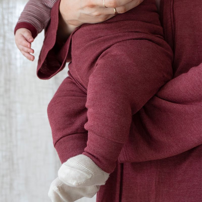 Babybukse i ull med silke - Plomme