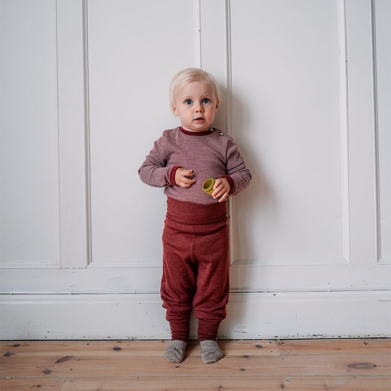 Babybukse i ull med silke - Plomme