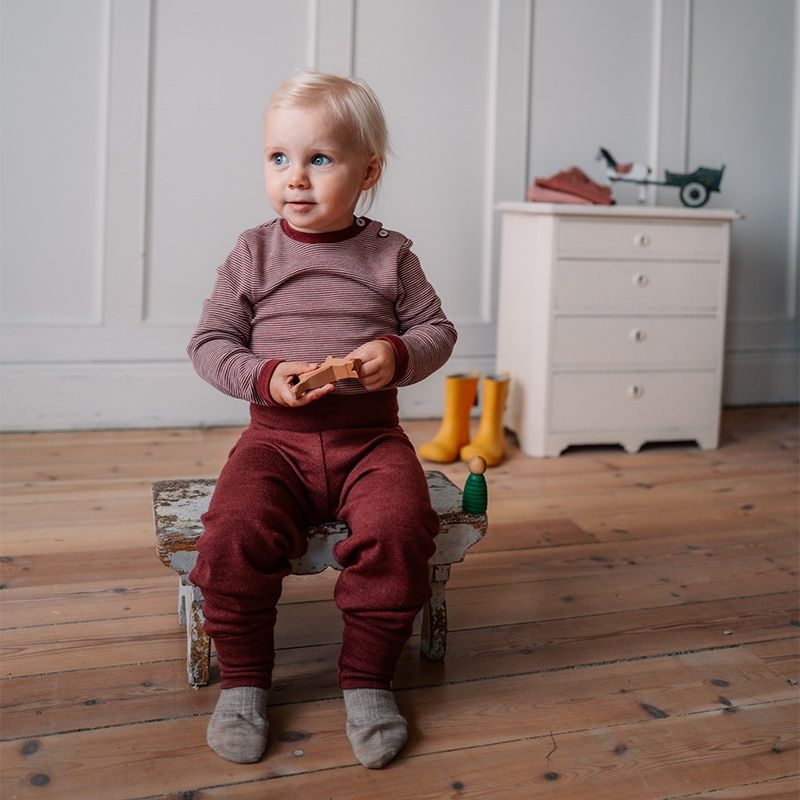 Babybukse i ull med silke - Plomme