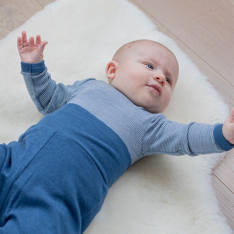 Babybukse i ull med silke - Dongeriblå