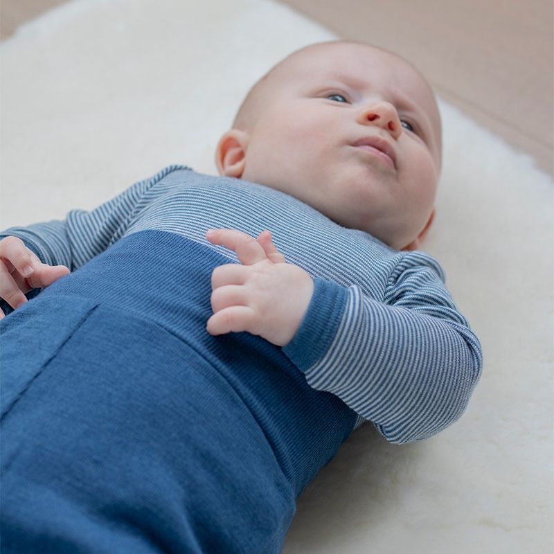 Babybukse i ull med silke - Dongeriblå