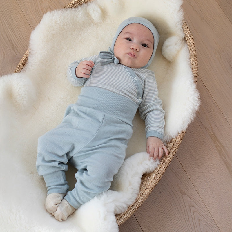 Babybukse i ull med silke - Blå/turkis