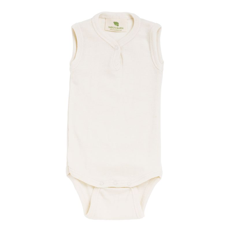 Singletbody m/knapp i ull med silke - Hvit/natur