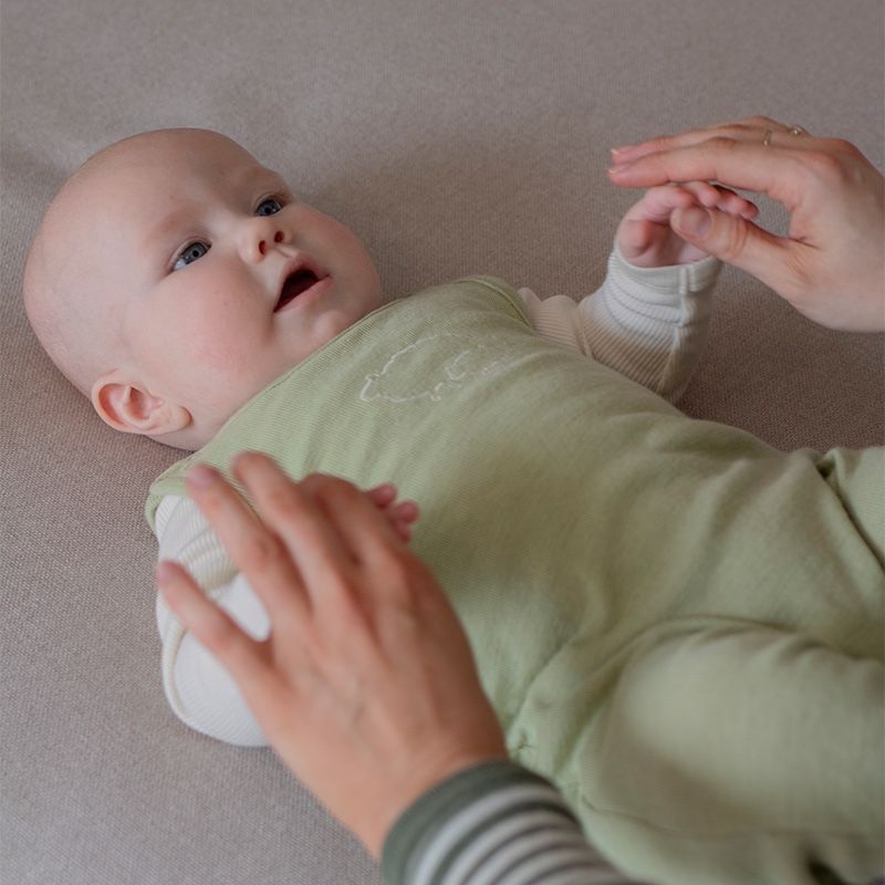 Sparkebukse i ull med silke, uten fot - Pistasj