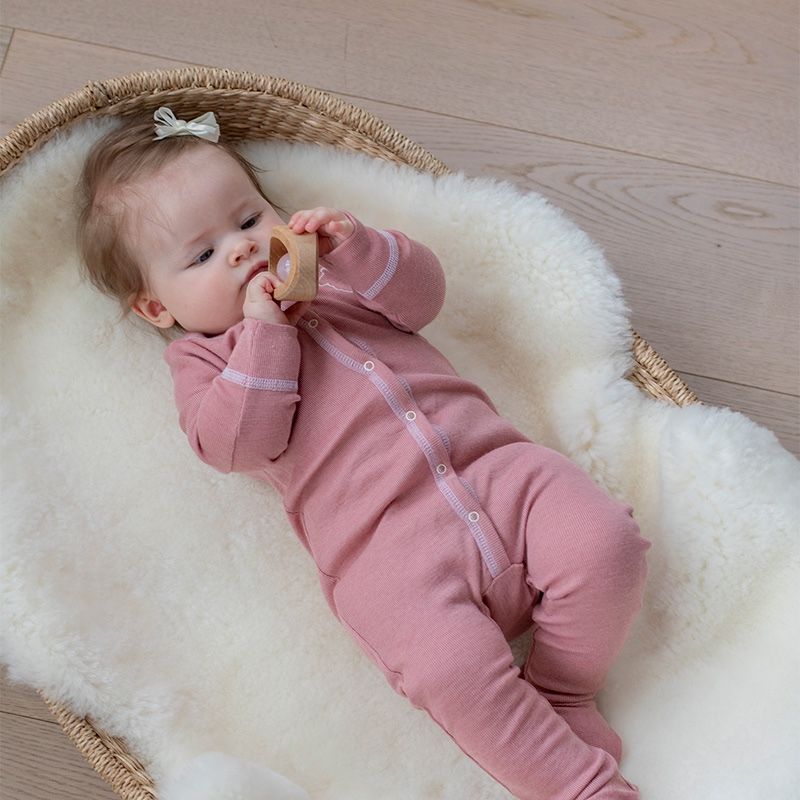 Pysj i ull med silke - Lys rose