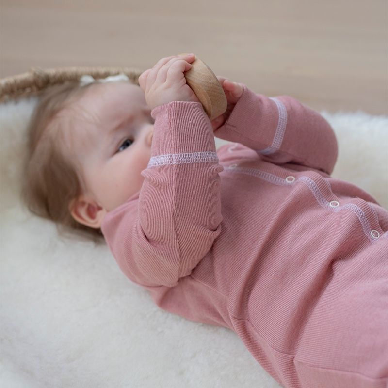 Pysj i ull med silke - Lys rose