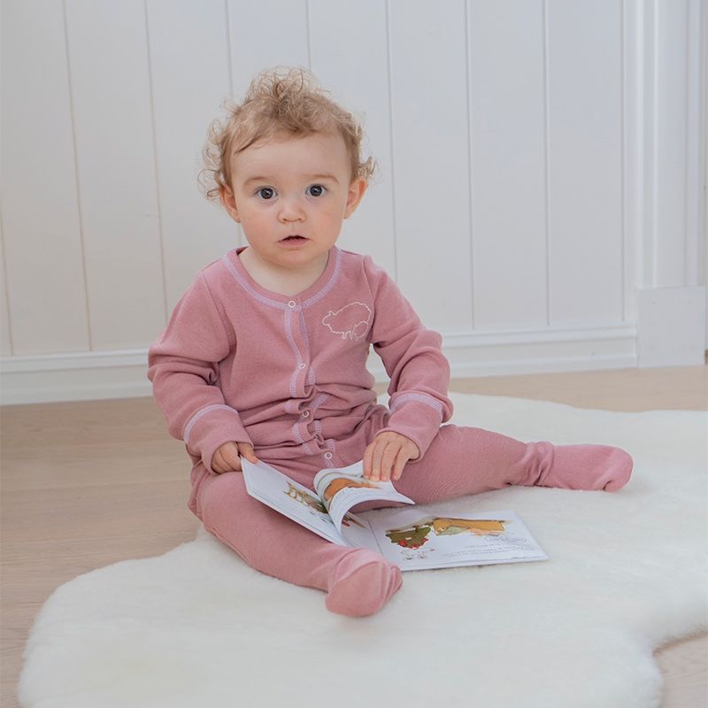 Pysj i ull med silke - Lys rose