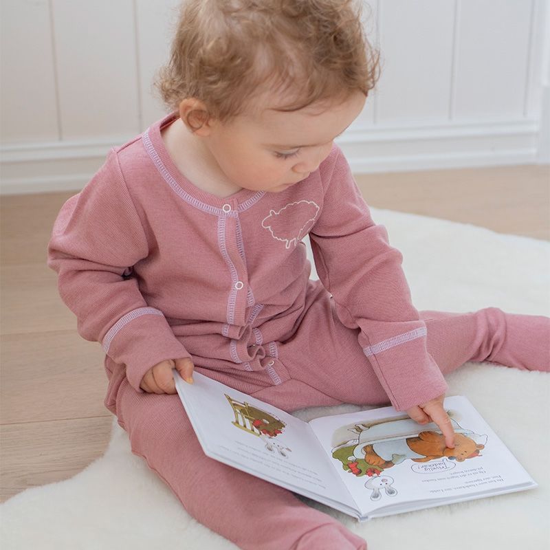 Pysj i ull med silke - Lys rose