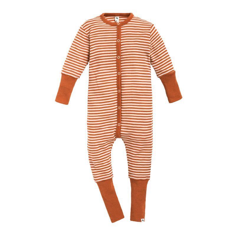 Hel dress i ull med silke - Høstrød/natur