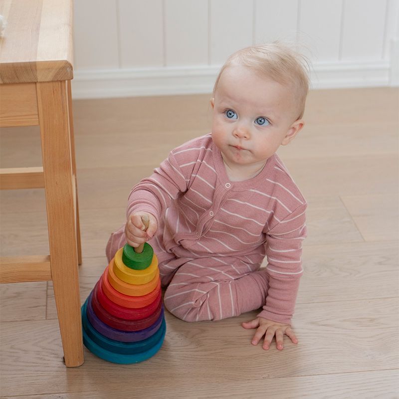 Hel dress i ull med silke  - Lys rose/natur
