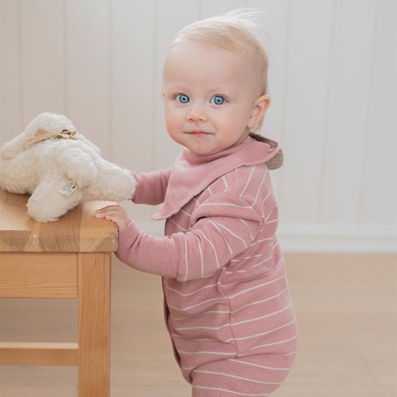 Hel dress i ull med silke  - Lys rose/natur