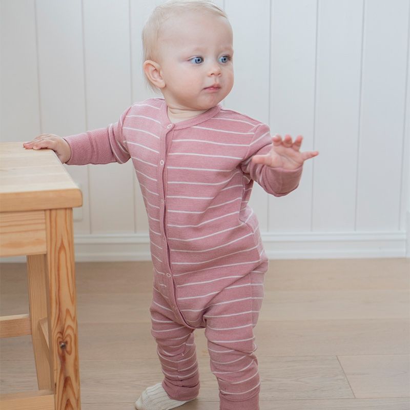 Hel dress i ull med silke  - Lys rose/natur