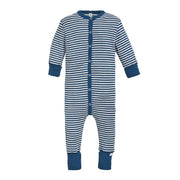 Hel dress i ull med silke - Dongeriblå/natur - Natur/dongeriblå