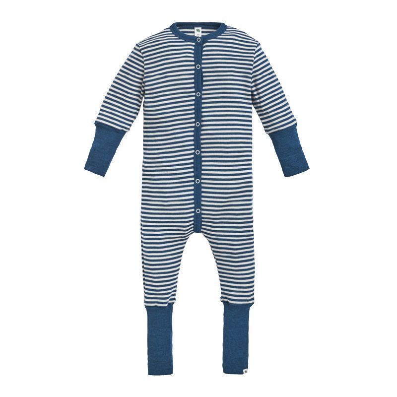Hel dress i ull med silke - Dongeriblå/natur - Natur/dongeriblå