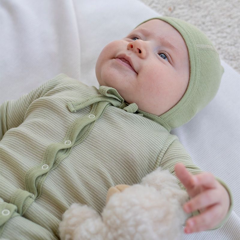 Hel dress i ull med silke  - Pistasj/natur