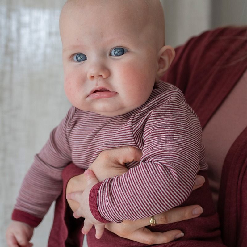 Body i ull med silke - Plomme/Natur