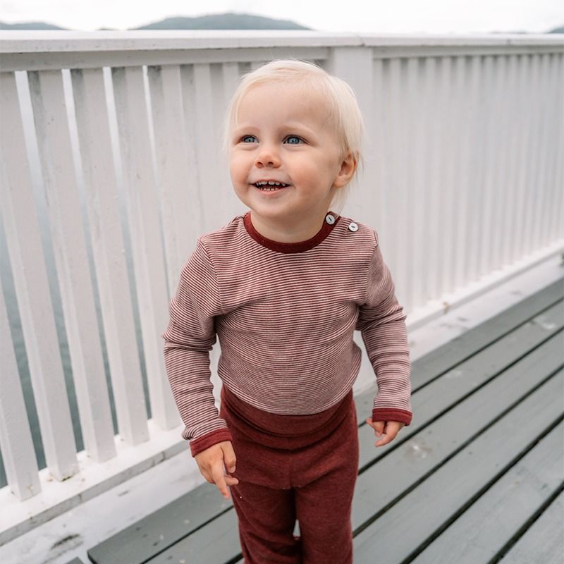 Body i ull med silke - Plomme/Natur