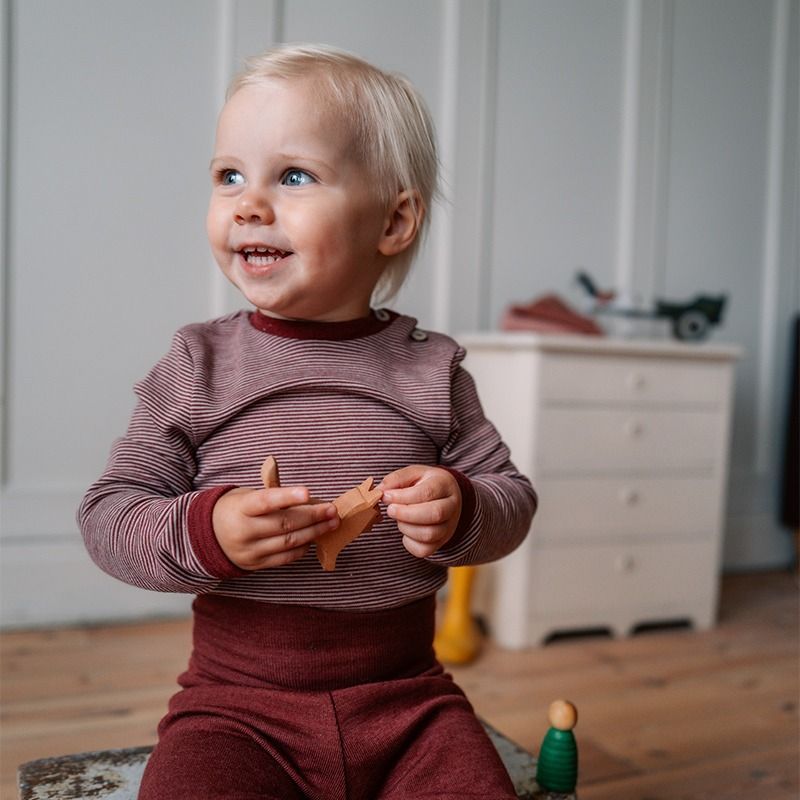 Body i ull med silke - Plomme/Natur