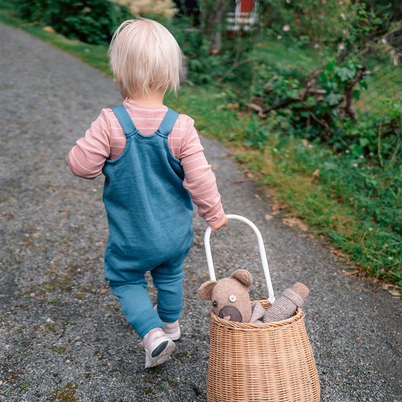 Body i ull med silke - Lys rose/natur
