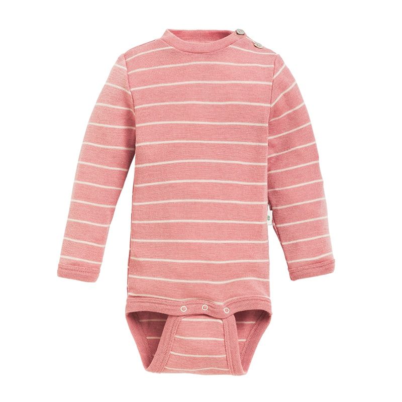 Body i ull med silke - Lys rose/natur