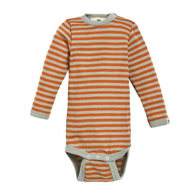 Body i ull med silke - Terrakotta/dus mint