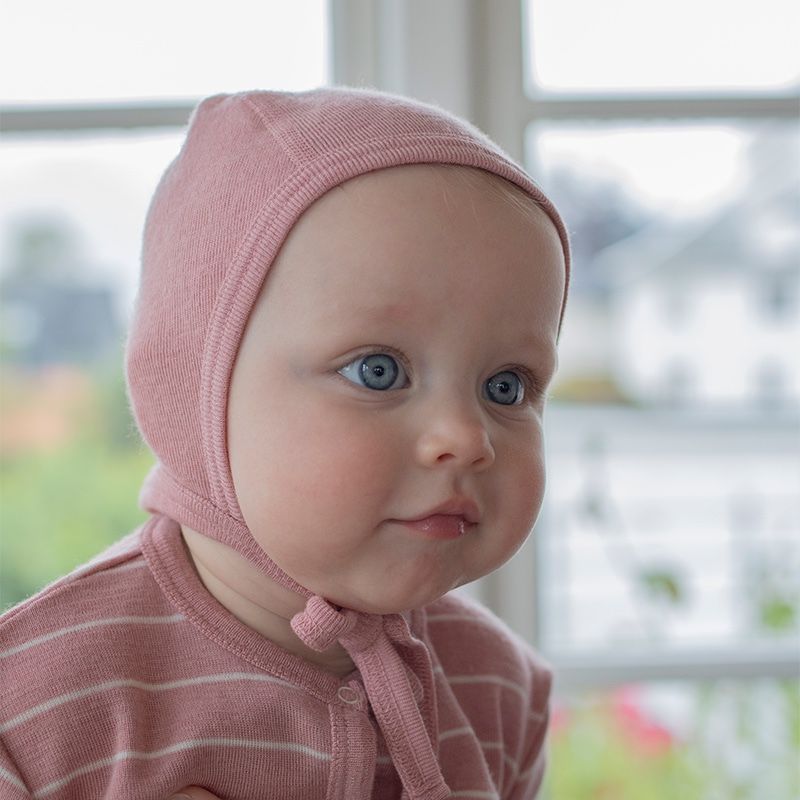 Lue i ull med silke - Lys rose