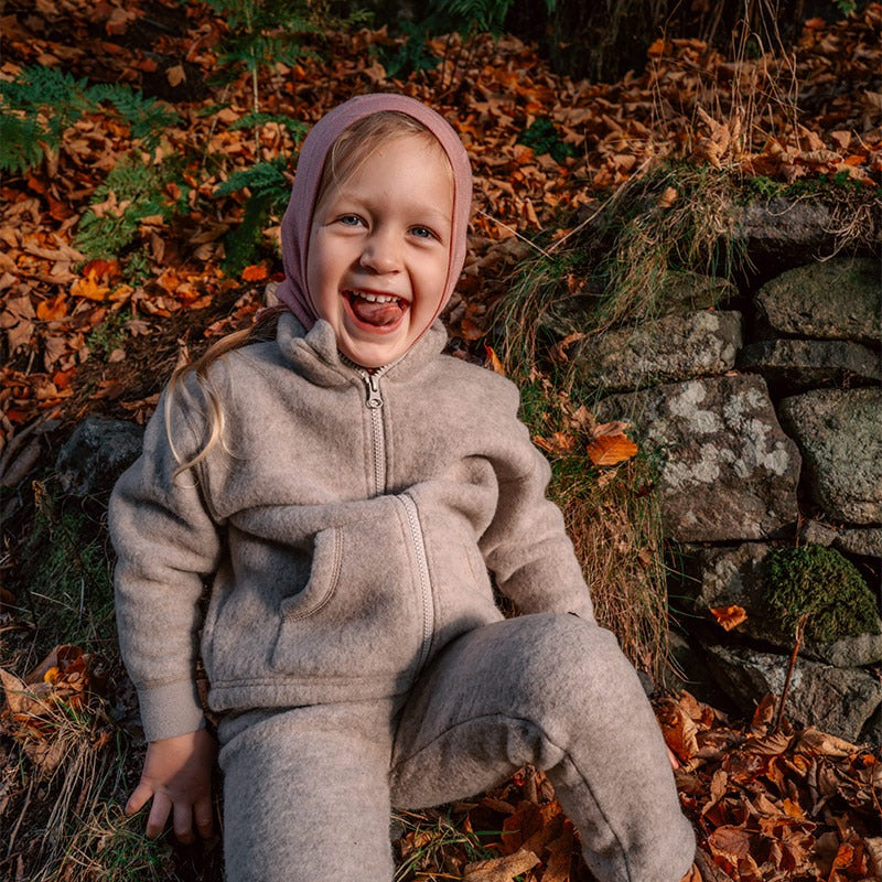 Balaklava i ull med silke - Lys rose