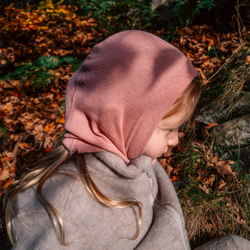 Balaklava i ull med silke - Lys rose