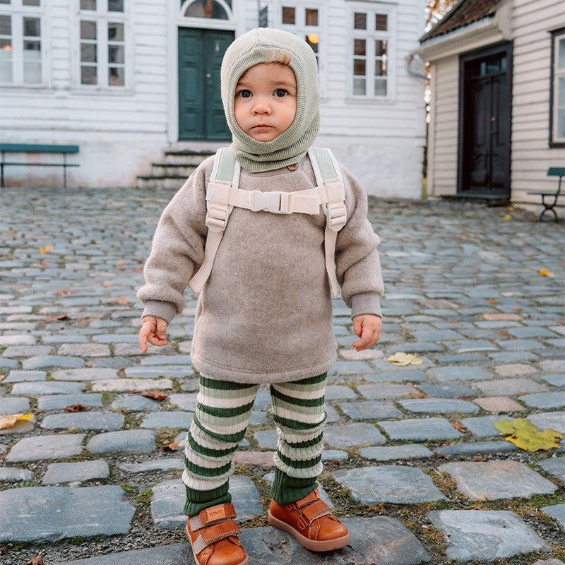 Ribbukse ribbestrikket ullbukse - Mosegrønn/Frisk grønn/Natur