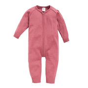 Strikket babydress i ull - Mørk rose