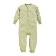 Strikket babydress i ull - Pistasj