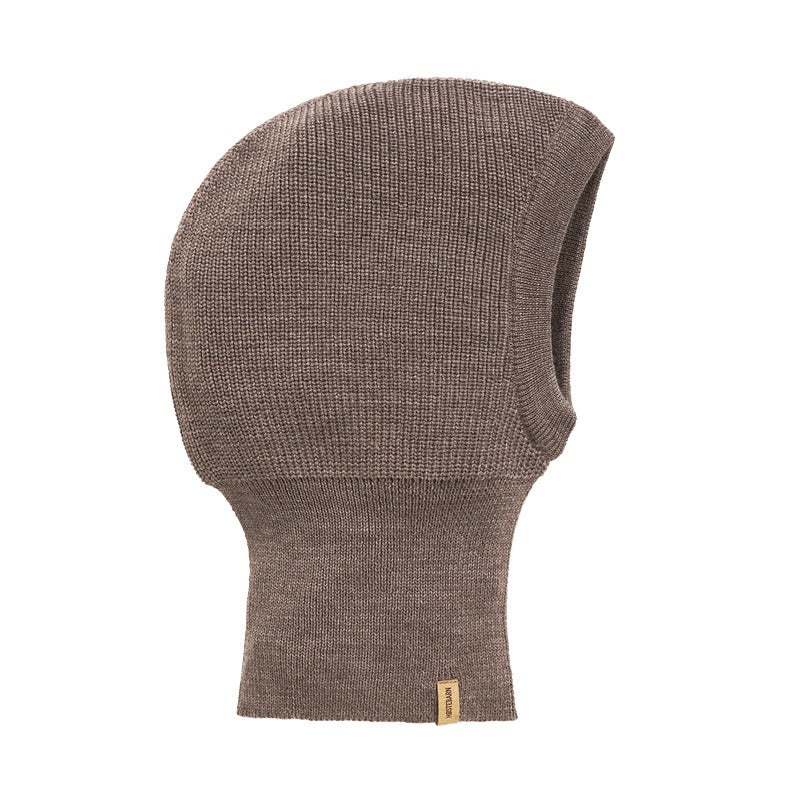 Patentstrikket balaclava i ull  - Brun