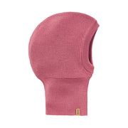 Patentstrikket balaclava i ull  - Mørk rose