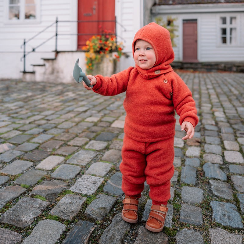 Babygenser i ullfleece - Høstrød