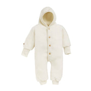 Ullfleecedress med hette - Natur - Hvit/natur