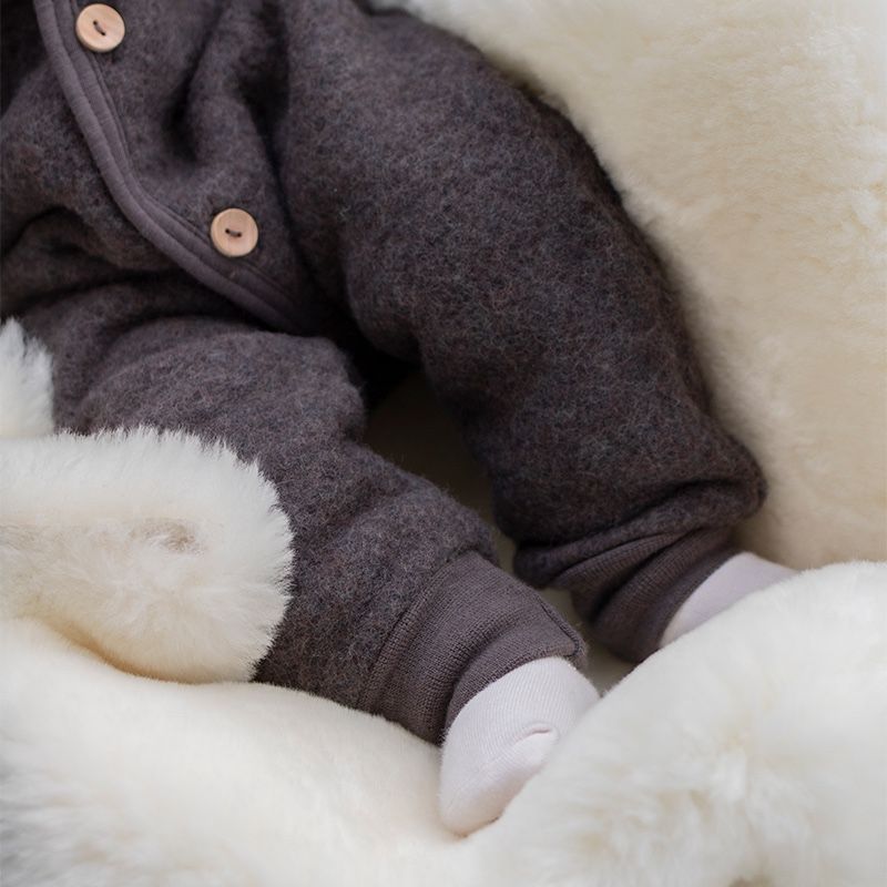 Ullfleecedress med hette - Naturbrun