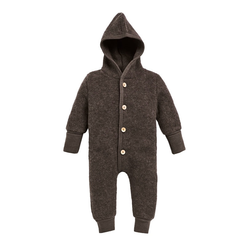 Ullfleecedress med hette - Naturbrun