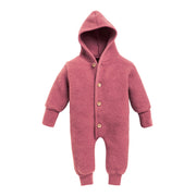 Ullfleecedress med hette - Mørk rose