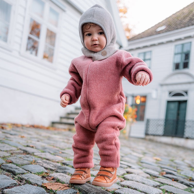 Hel dress i ullfleece  - Mørk rose