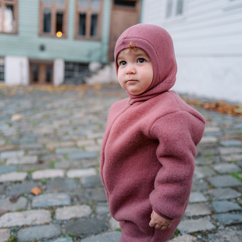 Hel dress i ullfleece  - Mørk rose