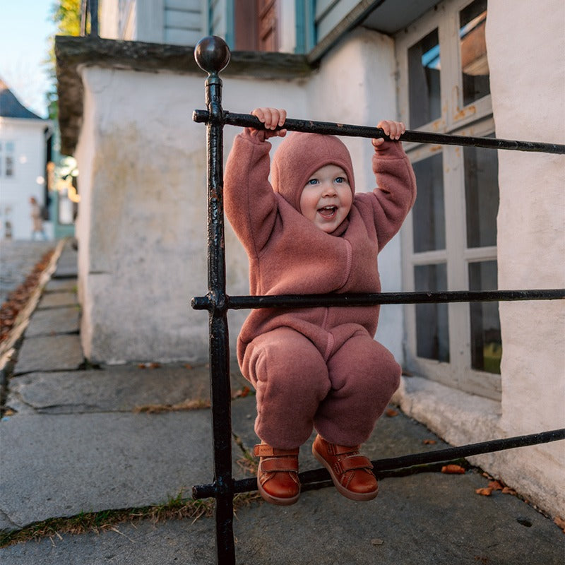 Hel dress i ullfleece  - Mørk rose